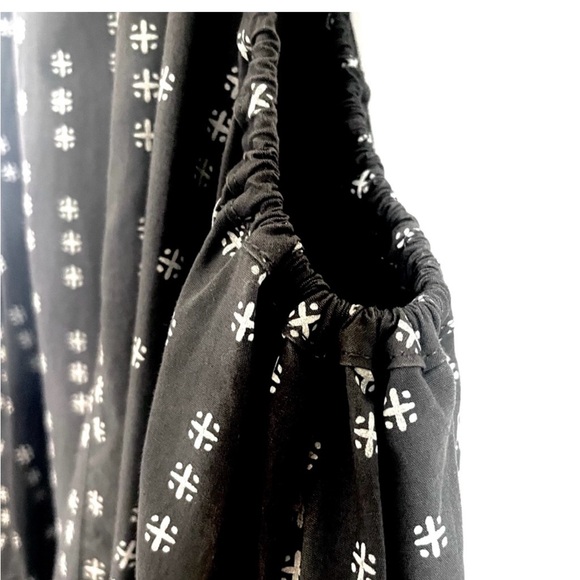 Free People Everlong Trapeze Cotton Mini Dress Smock in Black Combo Size M - Picture 5 of 10